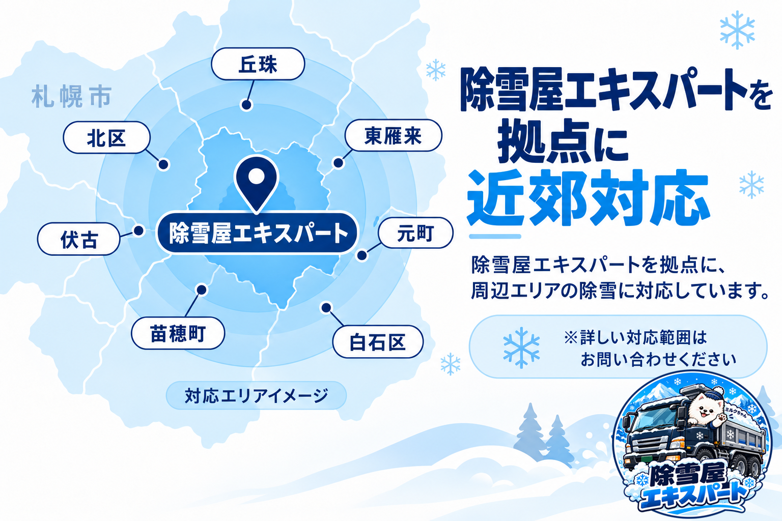 除雪屋エキスパートの対応エリアイメージマップ